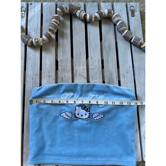 Hello Kitty Sanrio x Forever 21 Velour Blue Angel Tube Top Shirt - Picture 4 of 5